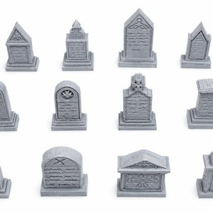 12pc Graveyard Tombstone Terrain Set 3D Printed Scatter Scenery