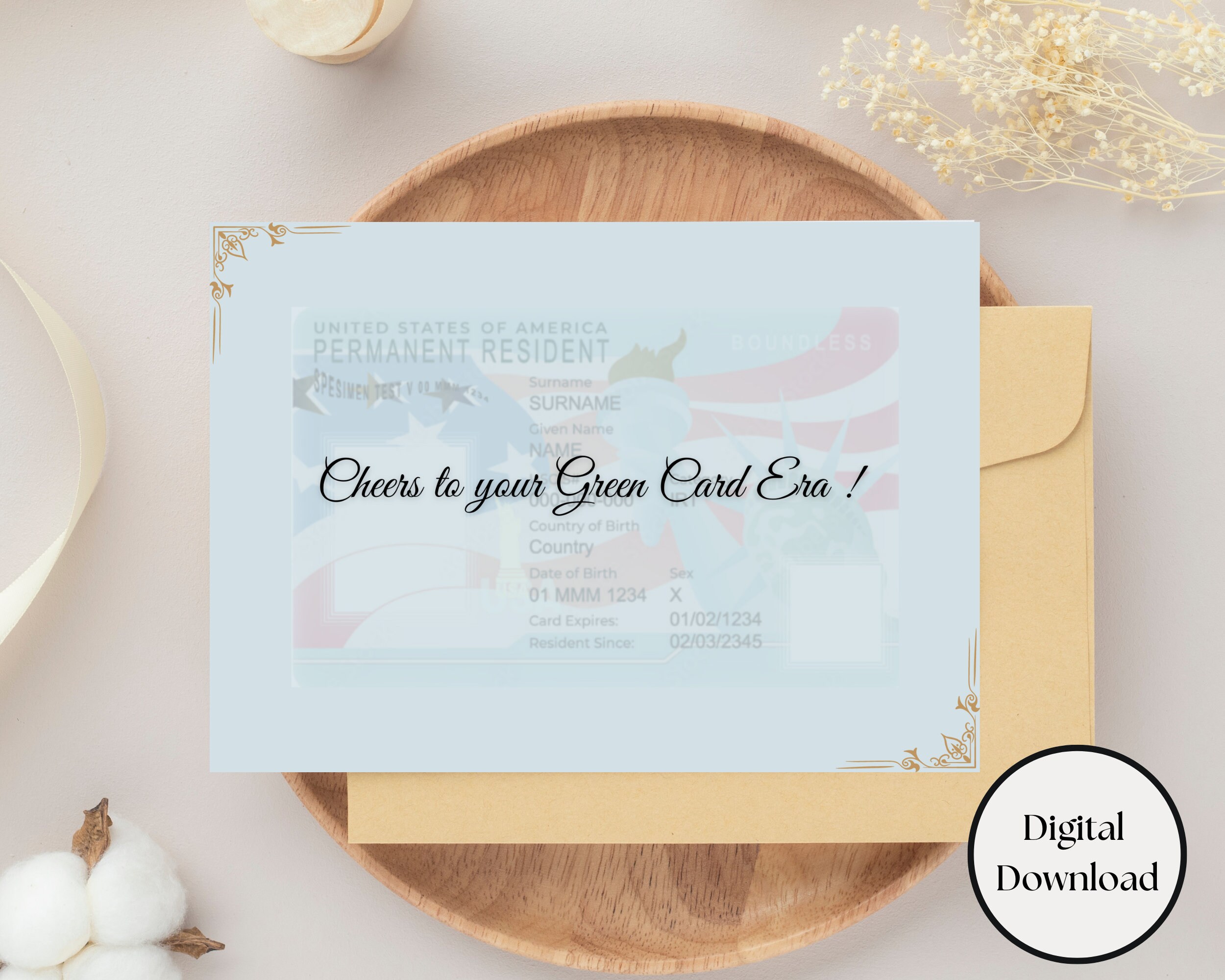 Printable U.S. Green Card Congratulations Card - Etsy
