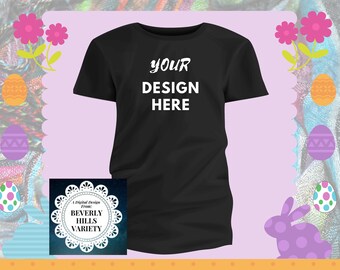 Download Digital Product Easter Egg Black Tee Mock Up Instant Down Load Mockup With Easter Eggs High Quality Product Packaging Psd Mockup Templates PSD Mockup Templates
