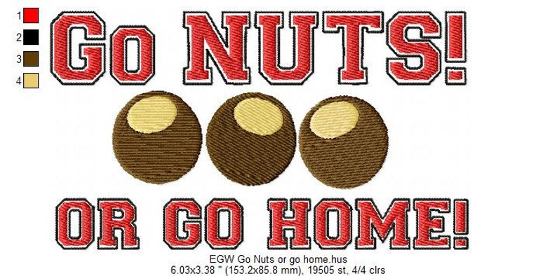 DIGITAL FILE Machine Embroidery Go NUTS or go home 5x7 with buckeyes filled machine embroidery design in five popular formats image 2