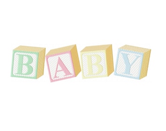 FICHIER numérique à la Machine broderie bébé blocs Alphabet, de A à Z et les chiffres, de 0 à 9, dans cinq formats populaires