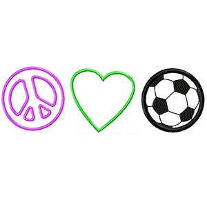 DIGITAL FILE Machine Embroidery Peace Love and Soccer Applique 6x10 design in five popular formats