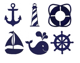 FICHIER numérique à la Machine broderie Collection nautique monochrome 4 x 4 broderie Design nautique pépinière Totes Bags