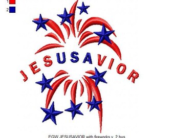 DIGITAL FILE Machine Embroidery JesUSAvior True Freedom Ultimate Salvation Independence Day Labor Day Memorial Day in Five Popular Formats