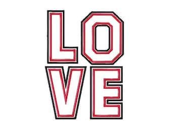 Formats populaires de machine à broder majuscules amour Applique Buckeyes Football cinq fichier numérique