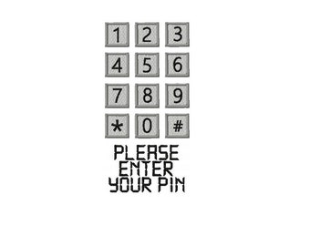 FICHIER numérique à la Machine broderie s’il vous plaît entrer votre Pin Pin coussin touche Pad téléphone ATM dans six formats populaires * maintenant disponible dans les fichiers split