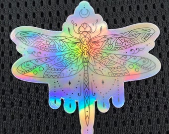 Dragonfly Moonlight | 3 x 3 inches Holograph Sticker