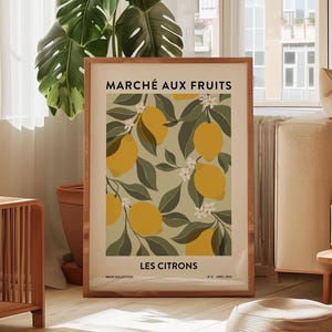 Grafika artystyczna „Targ cytrynowy” – dekoracja ścienna do kuchni w stylu vintage we Francji