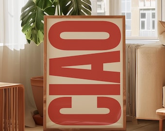 CIAO Italian Art Print – Retro Modern Red Typography Poster