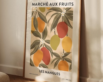 Mango Fruit Market Art Print – Vintage French Mediterranean Decor