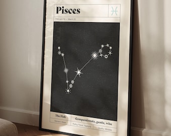 Pisces Constellation Art Print – Dreamy Celestial Zodiac Poster