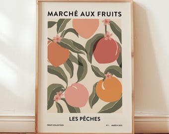 Peach Fruit Market Art Print – French Kitchen Still Life