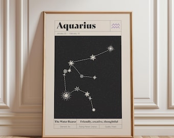 Aquarius Constellation Art Print – Celestial Zodiac Wall Decor
