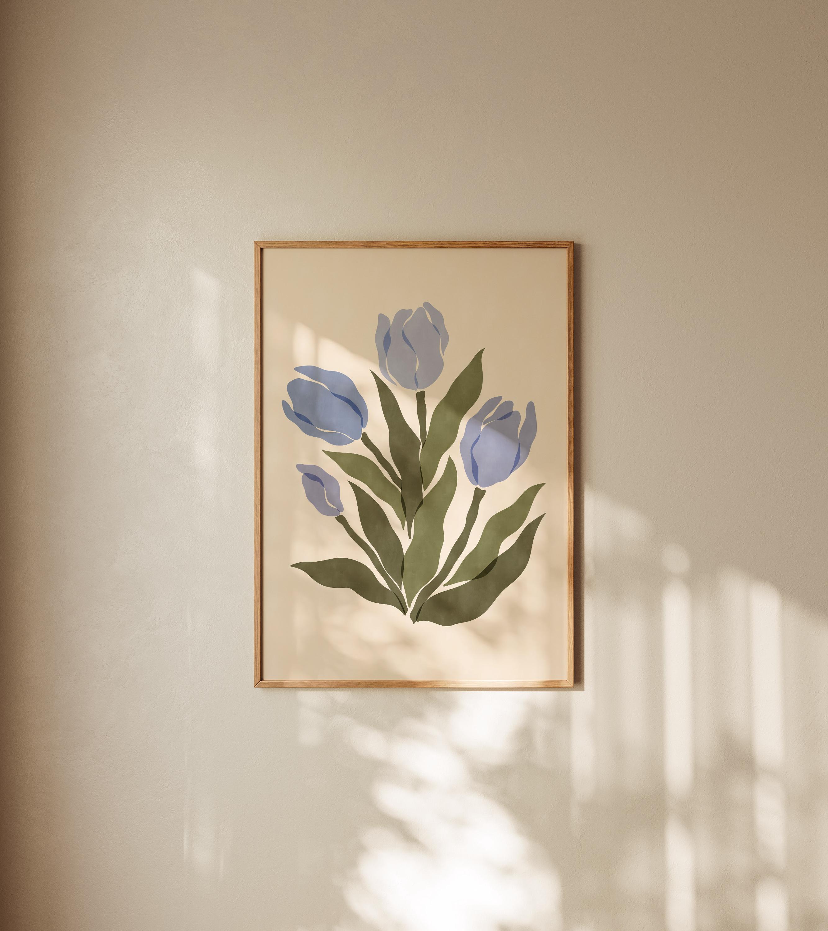 Tulips Fine Art Print – Abstract Floral Wall Art in Periwinkle Hues ...