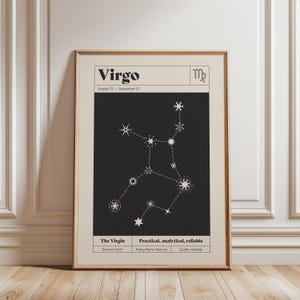 Virgo Constellation Fine Art Print – Zodiac Wall Art, Astrology Star Sign Poster, Celestial Starry Night Sky Home Print for Bedroom or Dorm