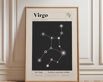 Virgo Constellation Art Print – Celestial Star Sign, Astrology Poster