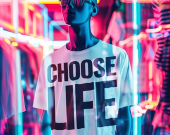 Choose Life Shirt, WHAM geïnspireerd T-shirt, cadeau voor George Michael-fans, retro popmuziek T-shirt uit de jaren 80, vintage stijl T-shirt, unisex muziekcadeau