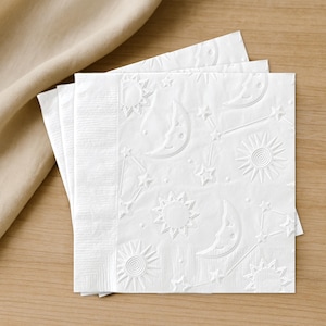 Celestial Baby Shower Paper Napkins, Moon & Stars Party Decor, Cake Table