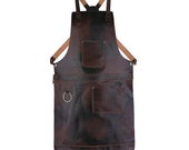 Dark Brown Full Grain Leather Apron Butcher Apron -Cook Apron -BBQ Apron -Cooking Apron - Blacksmith Apron - Barber Apron - woodwork apron