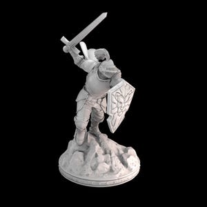 Knight Sir Galahad | Charging Knight in Armor with Sword | RPG Miniature 32mm and 75mm 3D Print