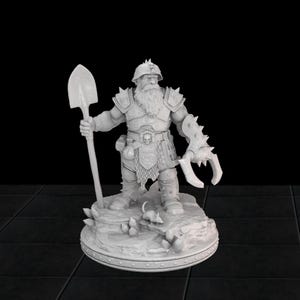 Dwarf Miner Murgrum Miniature | 32mm Resin Fantasy Figure with Pickaxe for RPGs and Tabletop Games
