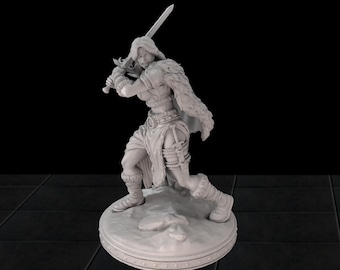 VALKYRIE BARBARIAN Female Warrior Miniature | Female Barbarian Miniature with Sword for RPGs
