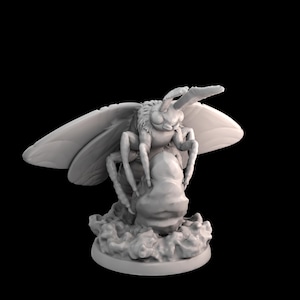 Fantasm Glowing Moth Miniature | Giant 3D-Printed 32mm Fantasy Moth Sitting on a Rock for RPGs and Tabletop Games