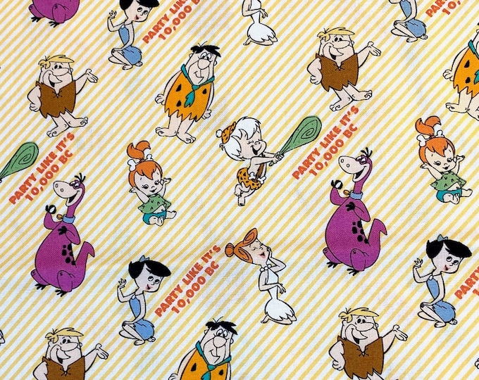 Camelot Fabrics - Flinstones - Party Like It’s 10,000 BC - ©™Hanna-Barbera - Authentic Licensed Fabric - Quilting Cotton by the yard