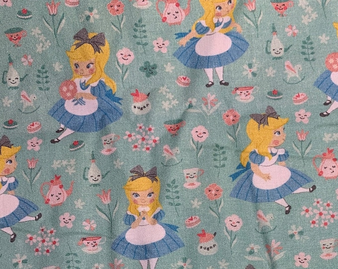 Camelot Fabrics - Alice In Wonderland Cute - Authentic Disney Licensed Fabric - Cotton Quilting Fabric by the yard