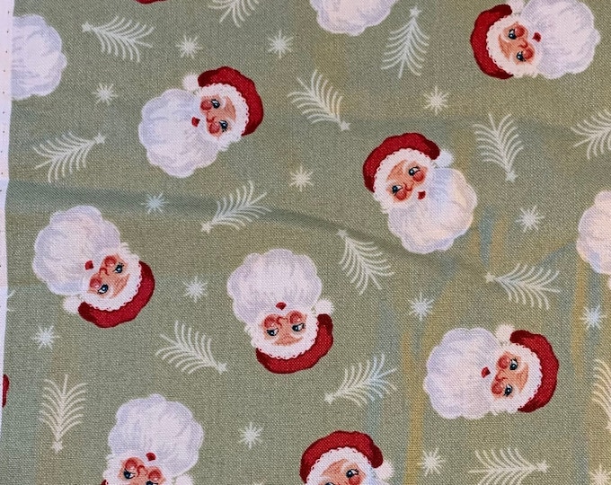 Lewis & Irene - Christmas Tree - Cotton Quilting Fabric by the yard - Christmas Fabric - Santa Claus