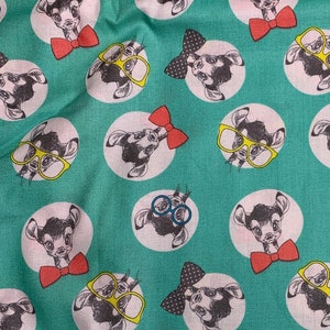 Fabric Destash - Camelot Fabrics - Bambi Bow Ties- Authentic Disney Licensed Fabric - Quilting Cotton  - Nerdy Bambi