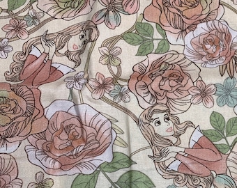 Tela remanente - Sueño de rosa de la Bella Durmiente - Springs Creative - Auténtica © Licencia Disney - Algodón para acolchado