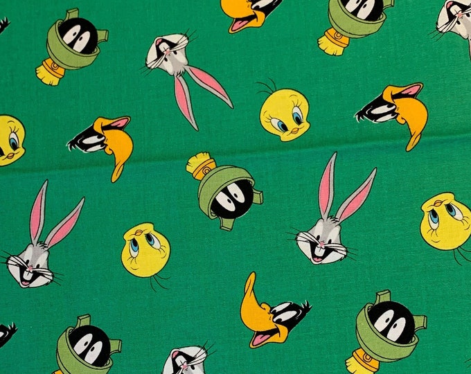 Camelot Fabrics - Looney Tunes ©Warner Bros. Entertainment Inc. - Green Icons - Authentic Licensed Fabric - Cotton Quilting by the yard