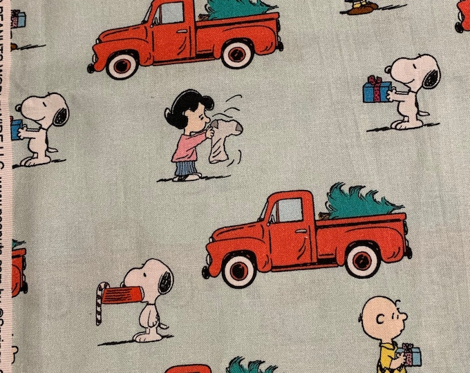 Springs Creative - © Peanuts Worldwide  - Red Truck Christmas - Authentic Licensed Fabric - Cotton Quilting - Christmas Fabric