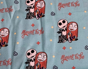 Camelot Fabrics - Nightmare Before Christmas - Jack & Sally Meant To Be - Authentic Disney Licensed Fabric - Cotton Quilting