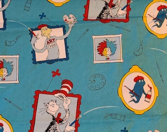 Robert Kaufman - ©Dr Seuss - Celebrate Seuss! - Cat In The Hat - Authentic Licensed Fabric - Cotton Quilting Fabric