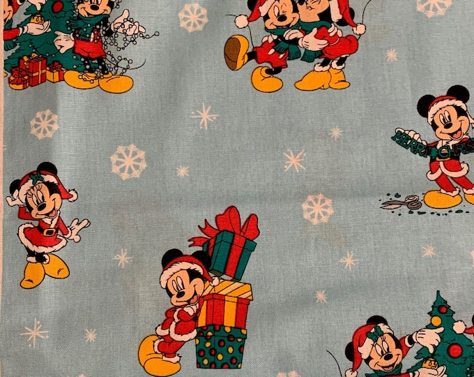 Springs Creative - Mickey & Friends Christmas Day - Blue - Authentic Disney Licensed Fabric - Cotton Quilting - Christmas Fabric