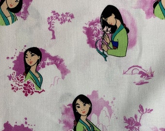 Camelot Fabrics - Mulan Vignettes - Authentic Disney Licensed Fabric - Quilting Cotton Fabric by the yard - Disney Princess