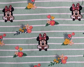 Springs Creative - Minnie Stripe - Minnie Mouse Floral -  Authentic Disney Licensed Fabric - Quilting Cotton Fabric by the yard