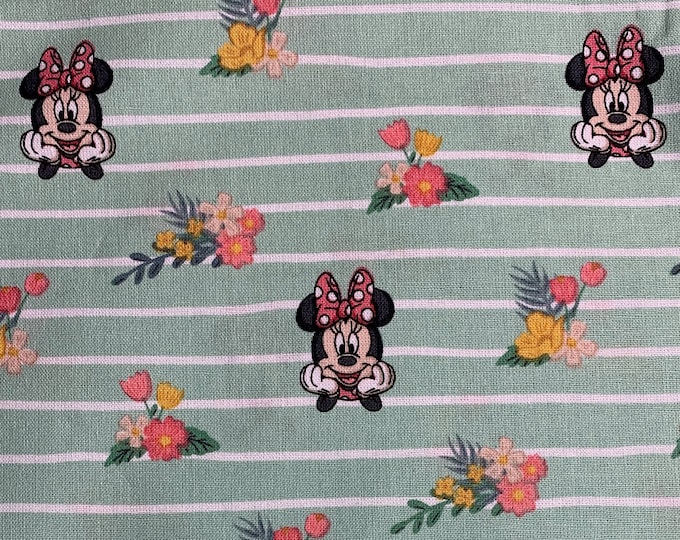 Springs Creative - Minnie Stripe - Minnie Mouse Floral -  Authentic Disney Licensed Fabric - Quilting Cotton Fabric by the yard