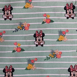 Springs Creative - Minnie Stripe - Minnie Mouse Floral -  Authentic Disney Licensed Fabric - Quilting Cotton Fabric by the yard