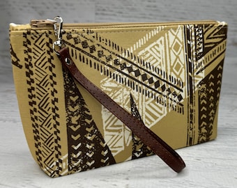 Tribal Tapa Tattoo Aloha Print - Zipper Pouch Clutch Wristlet