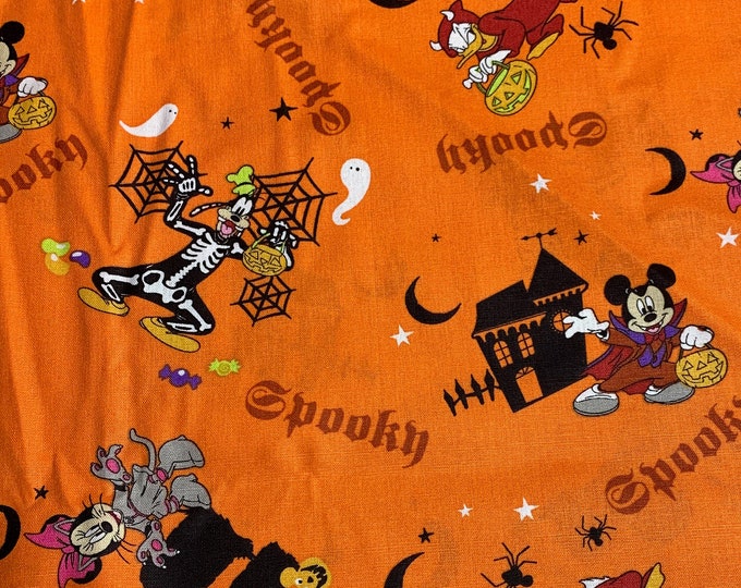 Springs Creative - Spooky - Mickey Mouse Minnie Mouse Donald Duck Goofy - Authentic Disney Licensed Fabric - Cotton Quilting