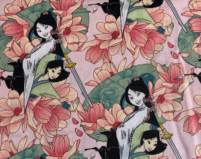 Springs Creative - Mulan Floral - Authentic Disney Licensed Fabric - Cotton Quilting Fabric by the yard - Disney Princess