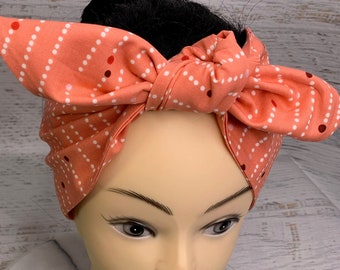 Mod MCM Polka Dots - Red or Green - Pin Up Style Wide Head Scarf - Hair Wrap - Cotton - Retro - Vintage Style - mid century modern