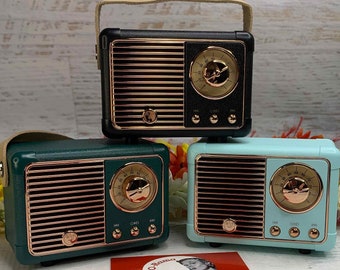 Tiny Portable Retro Radio Style Bluetooth Speaker - Perfect for Tiki Bars or for small spaces - Jungle Cruise Themed Rooms