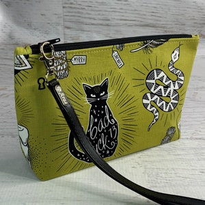 Black Magic Spells - Halloween - Cotton - Clutch - Zipper Pouch - Wristlet - Travel Bag - Nightclub - Beach Bag