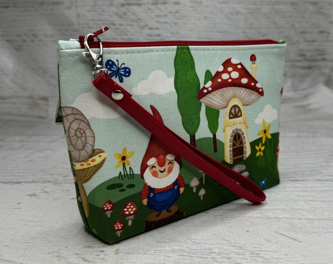 Garden Gnomes - Clutch - Zipper Pouch - Wristlet - Retro - Travel Bag