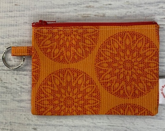 70s Sun Folk Art - Cotton - Coin Purse - Keychain - Wallet - Key Fob - Key Ring - retro - boho
