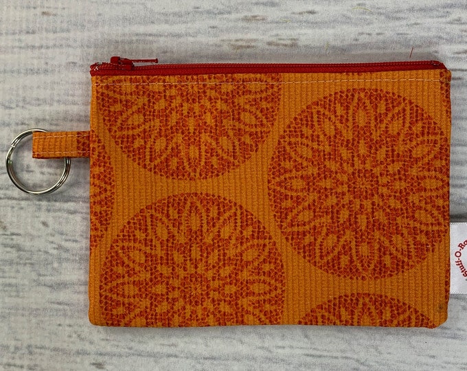 70s Sun Folk Art  - Cotton - Coin Purse - Keychain - Wallet - Key Fob - Key Ring